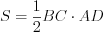 LaTeX formula: S=\frac{1}{2}BC\cdot AD