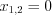 LaTeX formula: x_{1,2}=0