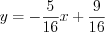 LaTeX formula: y=-\frac{5}{16}x+\frac{9}{16}