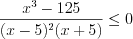 LaTeX formula: \frac{x^{3}-125}{(x-5)^{2}(x+5)}\leq 0