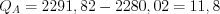 LaTeX formula: Q_A=2291,82-2280,02=11,8