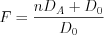 LaTeX formula: F=\frac{nD_A+D_0}{D_0}
