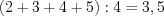 LaTeX formula: (2+3+4+5):4=3,5