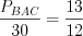 LaTeX formula: \frac{P_{BAC}}{30}=\frac{13}{12}