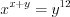 LaTeX formula: x^{x+y}=y^{12}