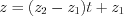 LaTeX formula: z=(z_2-z_1)t+z_1