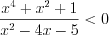 LaTeX formula: \frac{x^{4}+x^{2}+1}{x^{2}-4x-5}< 0