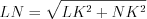 LaTeX formula: LN = \sqrt{LK^{2}+NK^{2}}