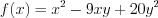 LaTeX formula: f(x)=x^{2}-9xy+20y^{2}